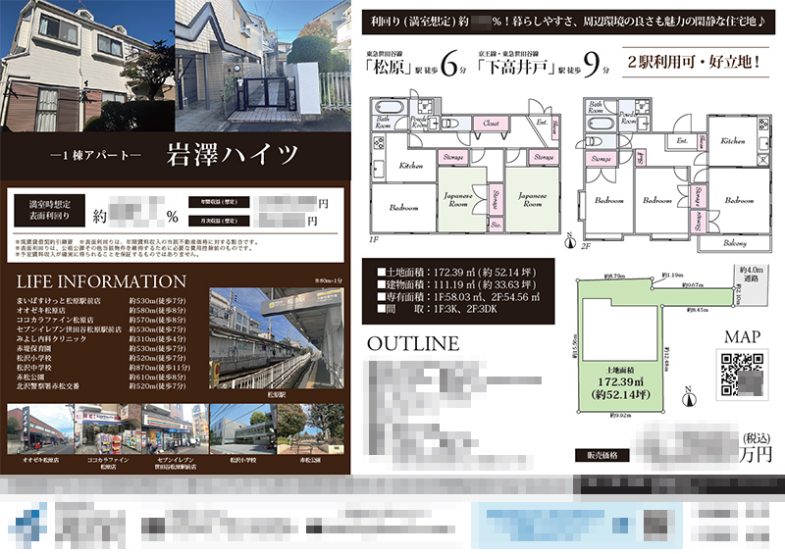 投資用1棟アパート マイソク（東京都世田谷区）