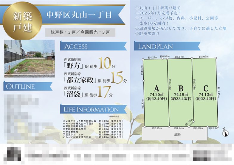 新築一戸建（建売3棟） マイソク（東京都中野区）
