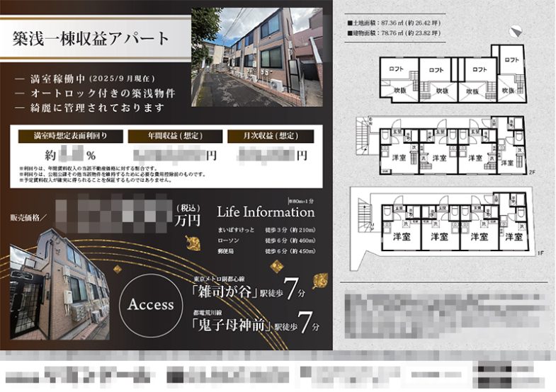 投資用1棟アパート マイソク（東京都豊島区）